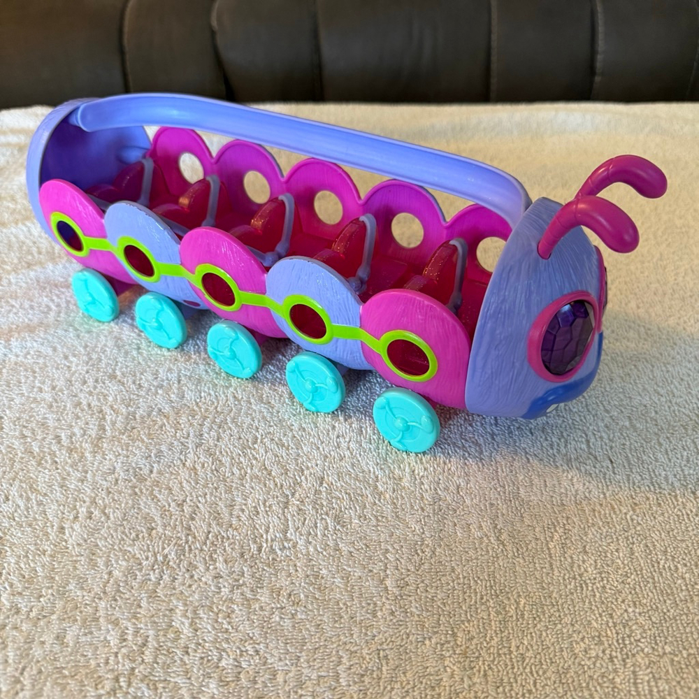Colorful Caterpillar Toy Buggy Wagon – Rolling Storage/Carriage for Dolls or Fig